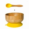 Bowls Baby Feeding Bowl And Spoon Set Bamboo With Spill Proof Stay Put Suction Ring