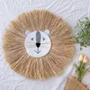 Decorative Objects Figurines Home decoration Tapestry Handwoven Cartoon Lion Hanging Decorations Cute Animal Head Ornament Children room Wall Hanging 230804