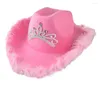 Chapeaux à large bord diadème Western Style Cowgirl pour femmes fille roulé Fedora casquettes plume bord plage Cowboy chapeau Sequin fête casquette