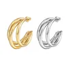Boucles d'oreilles créoles HWJQ anneau en forme de C multicouche bijoux irréguliers cerceaux en acier inoxydable léger cadeau pour femmes filles