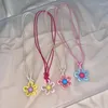 Pendant Necklaces Flower Pull String Choker Cloth Material Jewelry Birthday Gifts K3KF