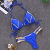 Women's swimsuit 2023 new explosive bikini gold print sexy swimsuit three explosive swimsuit split women's patchwork sports swimsuit flexible fashion