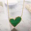 Hanger Kettingen Mode Roestvrij Staal Grote Vormige Hart Pauw Groene Ketting Voor Vrouwen Zwarte Perzik Charme Ketting Sieraden Gift