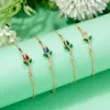 Charm Bracelets Elegant Tulip Flower Bracelet For Women Vintage Rhinestone Copper Chain Necklace Lobster Buckle Hand Party Jewelry Gift