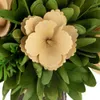 Lot de 9 bouquets sur pied en bois beige avec feuillage vert