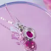 Chains QINHUAN Vintage Lab Ruby Pendant Necklace S925 Sterling Silver Platinum Plated Chain For Women Fine Jewelry Luxury Gift