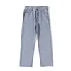 Mäns jeans märke Loose Classic Blue Baggy Straight Wide Leg Pants Black Casual For Men Youthful Vitality