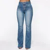 Women's Jeans Denim Pants Mid Waist Long Flare Front Pocket Bell Bottom Slim Japanese Y2k Clothing