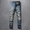 Jeans Masculino Moda Vintage Masculino Alta Qualidade Retro Azul Elástico Slim Designer Calças Clássicas Casual Calças Denim Hombre