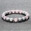 Странд -богемия эластичные браслеты Женщины розовые Quartz Agates Каменные бусины браслет для девочек цветочные проставки модный дизайн подарка