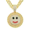 Hip Hop Men Rapper diamond pendant necklace shiny smile sun flower pendant micro-inset zircon jewelry night club accessory Sweater Collarbone Cuban chain 1648