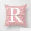 Pillow Case Family 26 Letters Single Side Printing Pink Cushion Er Home Sofa Car Decoration Bedding Supplies Drop Delivery Garden Text Dhgde