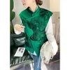 Women's Jackets Outerwear Retro Heavy White Stork Embroidery Green Lace Chinese Vest Jacket Female 2023 Spring And Summer Style 230804