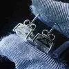 Passera diamanttestare Hip Hop Silver Moissanite Stud Earring 7*9mm Emerald Cut Diamond Earrings Anpassade smycken för män kvinnor