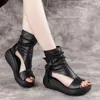 Dress Shoes Retro Roman Sandals Women's Summer High Heel Comfort Top Wedge Boots Platform Fish Mouthed