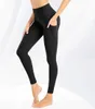Pantalones de yoga para mujer con bolsillos legginsy cintura alta control barriga no ver a travs spodni ...