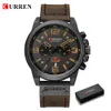 Montres-bracelets CURREN Hommes Montres Top Marque De Luxe Étanche Sport Montre-Bracelet Chronographe À Quartz Militaire En Cuir Véritable Relogio Masculino 230804