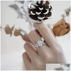 Headpieces Top Selling High Quality Fashion Ring Jewelry 925 Sterling Sier Rings Oval White 5A Cubic Zirconia Diamond Eternity Women B Dhasy