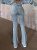 Jeans da donna Mozision Hollow Out Bandage Flare Donna Autunno Lace-up Vita alta Pantaloni in denim Pantaloni moda Streetwear 2023