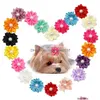 Dog Apparel Flower Hair Bows Long Pet Dogs Rubber Band Cat Puppy Clips Grooming Bow Accessories Drop Delivery Home Garden Supplies Dha7L