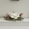 Candelabro artificiale a bacca di magnolia bianco satinato