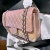 Chanei CF Series Designer Torba Crossbody Ramię luksusowe torebki mody gradientowy łańcuch kolorów messenger oryginalny materiał skórzany duży 25 cm