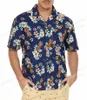 Camisas Casuais Masculinas Tropic Leaf Print Moda Homens Camisa Havaiana Vocação Praia Blusa Aloha Lapela Cuba Blusas Vestuário