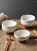 Bowls Japanese Vintage Rice Bowl Combination Home High Appearance Level Foot Cutlery Ceramic Commercial