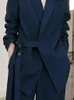 Pantalon de deux pièces pour femmes combinées de bureaux de bureaux Pockets manteau large jambe 2023 printemps automne porter la mode élégance dame blazer