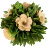 Lot de 9 bouquets sur pied en bois beige avec feuillage vert