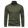 Jackor 2023 Casual Basic Tshirt Simple Fashion Modal High Neck Long Sleeve Autumn Winter Men Pure Cotton Solid Color Slim Neck Stone Win