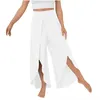 Femmes pantalons fendus jambe large haute taille élastique pantalons de Yoga décontracté solide respirant bas tout match vêtements pour femmes
