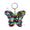 Keychains 1pcs Fish Scale PET Sequin Butterfly Women's Bag Pendant Reflective Shiny Clothing Accessories Keychain For Girls