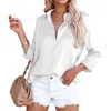 Dames Blouses Zijde Satijn Shirt 2023 Lente Elegante Knop Shirts Voor Vrouwen Kantoor Lange Mouw Tops Wit Casual