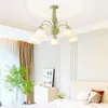 Pendant Lamps Lamp Led Art Chandelier Light Room Decor French Country American Fresh Green Creamy Glass Ceiling