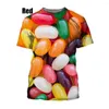 Мужские рубашки летние мужчины женщины красочные конфеты для печати 3D футболка для детей взрослая спортивная спорт открытая повседневная одежда футболка мода футболка