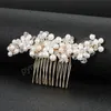 Parel Haar Kam Bruiloft Accessoires Voor Vrouwen Bead Crystal Haarspeld Side Tiara Mode Bruid Haar Sieraden Handgemaakte Kronen