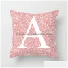 Pillow Case Family 26 Letters Single Side Printing Pink Cushion Er Home Sofa Car Decoration Bedding Supplies Drop Delivery Garden Text Dhgde