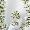Dekoratif çiçek çelenkleri yüksek ay şekli beyaz yapay çiçek kemeri düğün dekor zemin perdesi parti etkinlik açılış aşaması t dh2wo