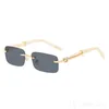 Lunettes de soleil de luxe sans cadre pour femmes lunettes en corne de buffle styles rétro résistant au soleil occhiali da sole sans cadre nuances à la mode lunettes de designer lentille claire PJ007 C23