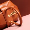 Evening Bags Real Genuine Leather Vintage Bell Shape Pillow Barrel Round Handbags Wrist Bag Lady Niche Pouch Purse 230804