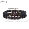 Strand 2st/set modepar natursten träpärlor mala yoga handgjorda kvinnor män armband armband för armband tillbehör