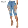 Jeans femme Sexy trou déchiré Denim Shorts coupe haute femmes demi pantalon Vintage déchiqueté court été décontracté Vaqueros Mujer 2023