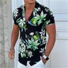 Mäns casual skjortor mode tröja 3d hyacint blommönster tryck sommarknapp topp gata semester style hawaiian