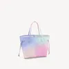 Hottest Women's MM M46077 tote bag colorful gradient Sunrise Pastel coated canvas Cowhide-leather laces Gold-color hardware zipped pouch Counter Luxury Designer