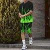Erkek Şort Summermen'in İki Parçalı 3D Baskılı Desen Günlük T-Shirt ve Set Plus Boyut En İyi Nefes Alabilir Fileli Porumalar Gözcü