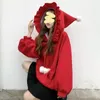 Felpe con cappuccio da donna Felpe con cappuccio Maglioni Top Ragazza Con cappuccio Rosso Giallo Punto solido Pullover larghi Pile Palla pelosa Carino Kawaii Tasca a marsupio