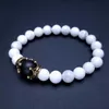 Fashion Fashion Natural Jewelry Elasticity Antique Crown Blue Tiger Eye Stone Beaded Men Bracelet