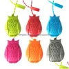 Coffee Tea Tools Cute Owl Strainer Bags Food Grade Sile Loose-Leaf Infuser Filter Diffuser Fun Cartoon Accessories Drop Delivery Hom Dhked