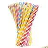 Drinking Straws Biodegradable Colorf Stripes Paper Sts Pink Blue Yellow Birthday Party Decoration Baby Shower Kids Drop Delivery Home Dhrug